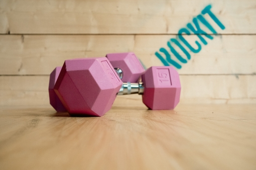 Picture of Set of 2 Pink Hexagonal Dumbbells 6Kg